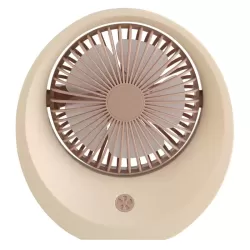 簡約撞色帶燈檯面風扇