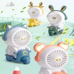 萌寵摩托夜燈迷你風扇
