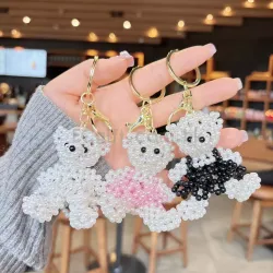 仿珍珠泰迪熊鑰匙扣 手工掛飾 HK$15.9