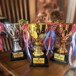 禮品編號：9845  24CM金銀銅金屬獎盃