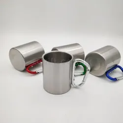 雙層不鏽鋼帶手柄咖啡杯