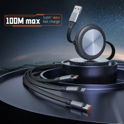 100W超簿伸縮充電數據線三合一