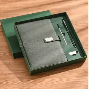 皮質筆記簿+商務筆+筆芯+USB手指四件