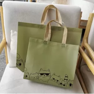 綠色貓貓無紡布袋
