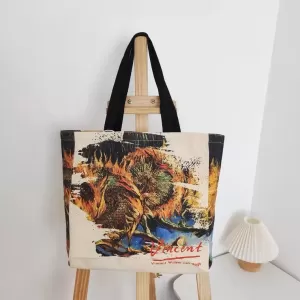 油畫風托特帆布袋