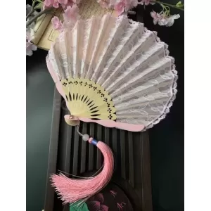 竹柄娟面貝殼扇