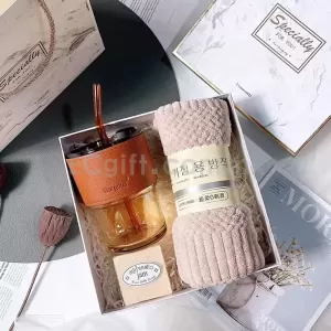 吸管咖啡杯+珊瑚絨毛巾+大米皂套裝
