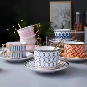 歐式陶瓷咖啡杯+碟+羹套裝