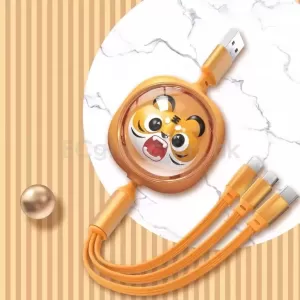 虎仔一拖三伸縮充電線