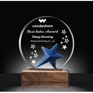圓形星星款水晶獎座