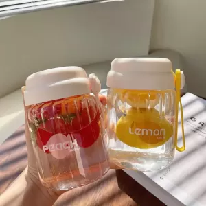 簡約豎紋便攜玻璃水樽