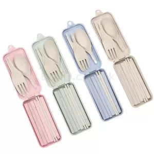 環保麥稈摺疊餐具五件套 HK$9.9