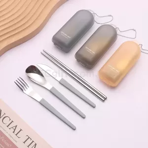 不鏽鋼+PP摺疊餐具套裝