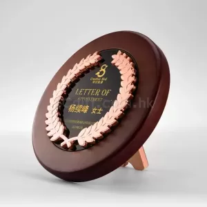 金屬麥穗實木圓形獎牌