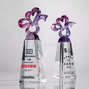 愛心琉璃水晶獎杯