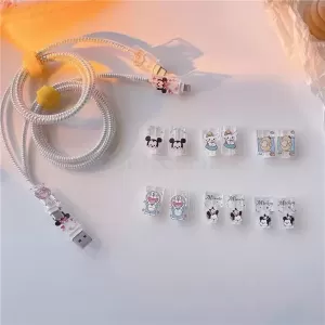 簡約卡通透明數據線保護套
