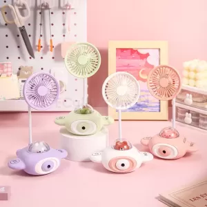 可愛太空船氛圍燈筆刨風扇