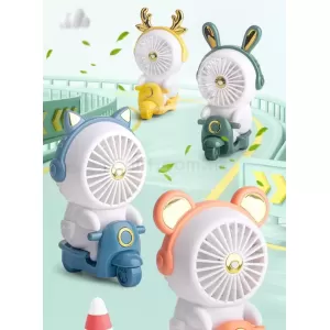 萌寵摩托夜燈迷你風扇