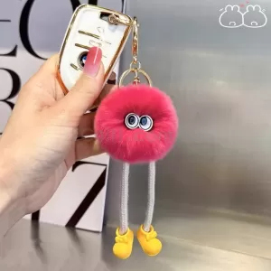 小煤球汽車掛飾 毛絨鑰匙掛件