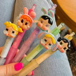 卡通按動式大容量中性筆