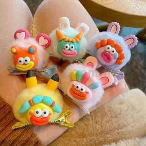 毛絨煤球髮夾