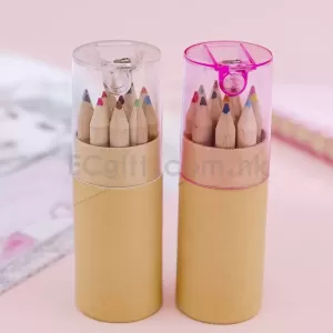 12色原木彩色桶裝鉛筆