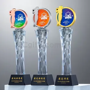 高爾夫球賽事金屬水晶獎盃