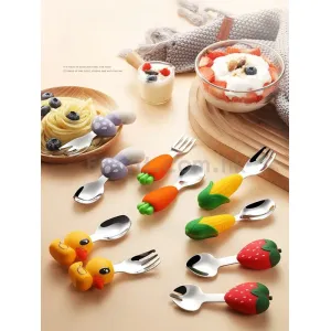 硅膠不鏽鋼卡通兒童餐具