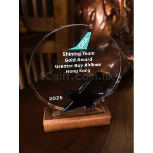 禮品編號：7796  圓形星星款水晶獎座