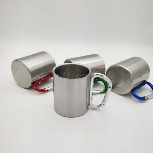雙層不鏽鋼帶手柄咖啡杯