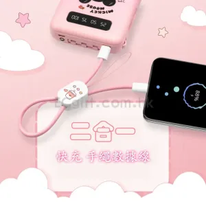 馬卡龍色二合一手繩數據線