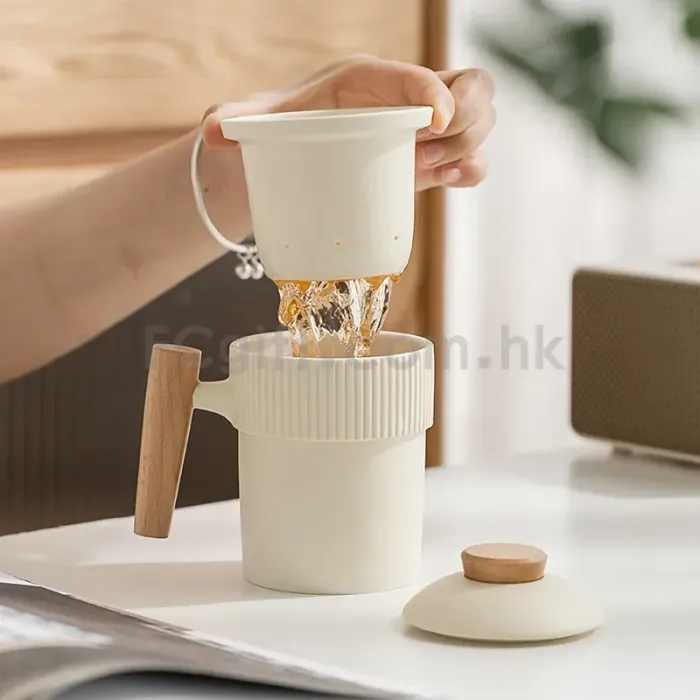 茶水分離陶瓷杯